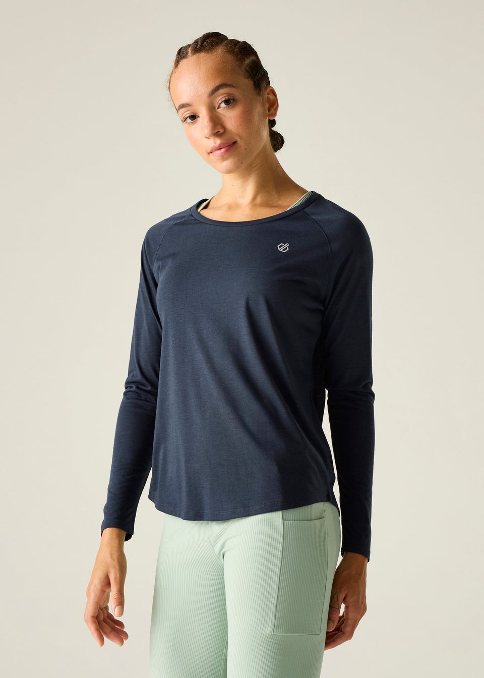 Dare 2b Navy Nimble Long Sleeve Reflective, Anti-Bacterial T-Shirt