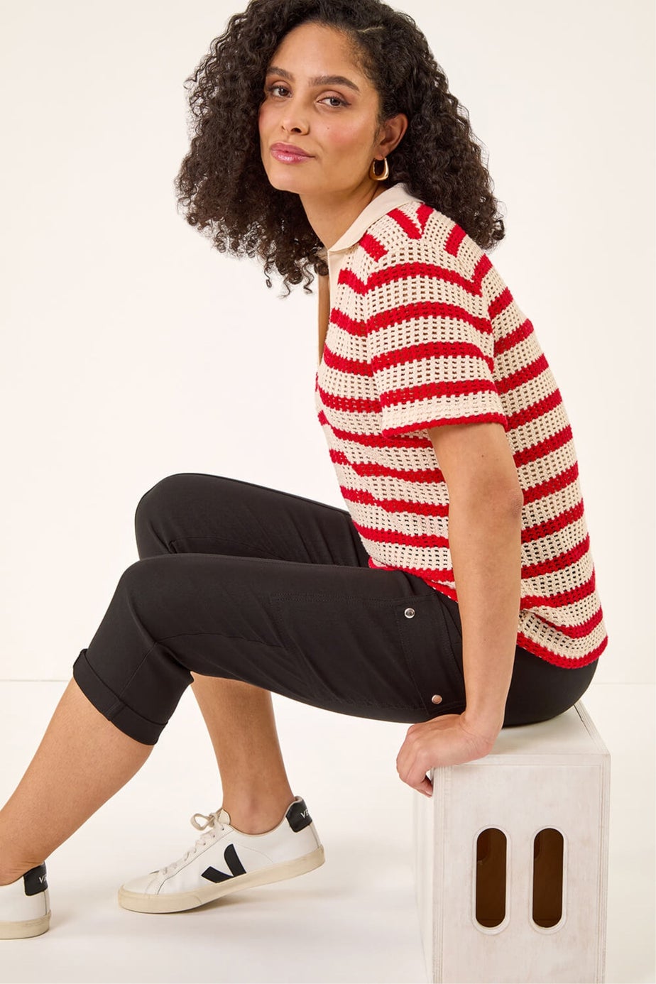 Roman Black Cropped Cargo Stretch Trouser