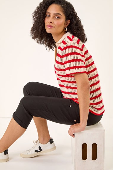 Roman Black Cropped Cargo Stretch Trouser