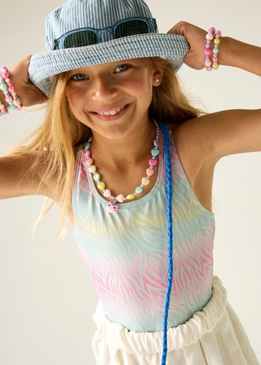 Regatta Ombre Metallic Zebra Print Katrisse UPF 30 Swim Costume (3-13 Years)