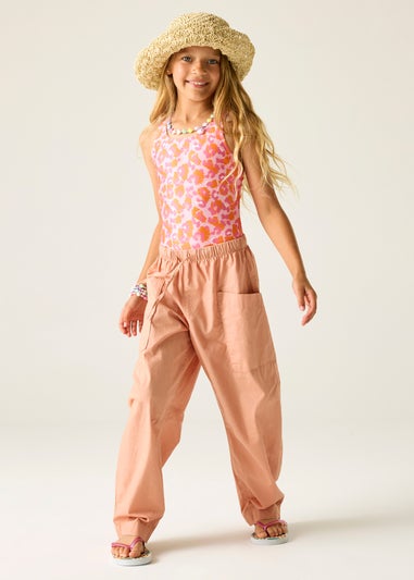 Regatta Orange Peel Leopard Katrisse UPF 30 Swim Costume (3-13 Years)
