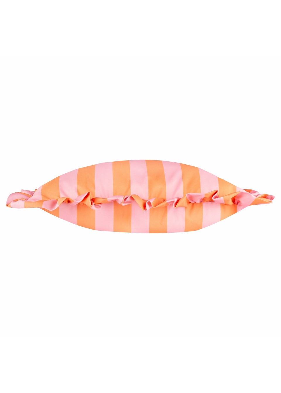 Furn Palm Royale Stripe Ruffle Pink/Orange Outdoor Cushion (50 x 50cm)