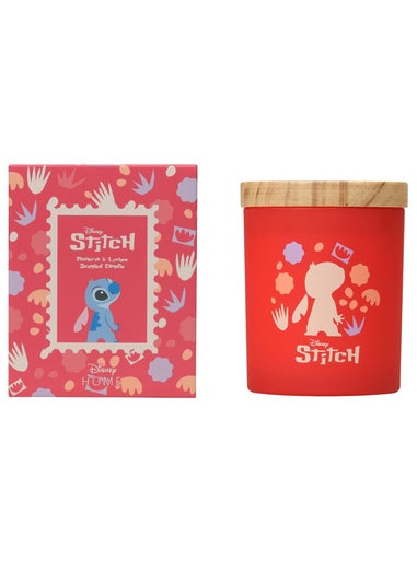 Disney Lilo & Stitch Scented Candle 213G Wood Lid Plumeria & Lychee Pink