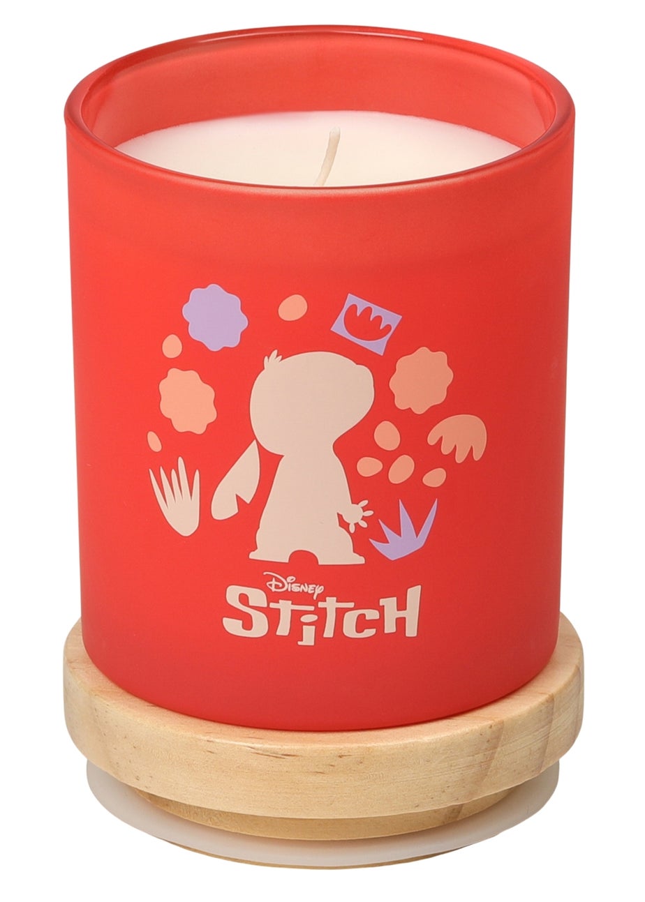 Disney Lilo & Stitch Scented Candle 213G Wood Lid Plumeria & Lychee Pink