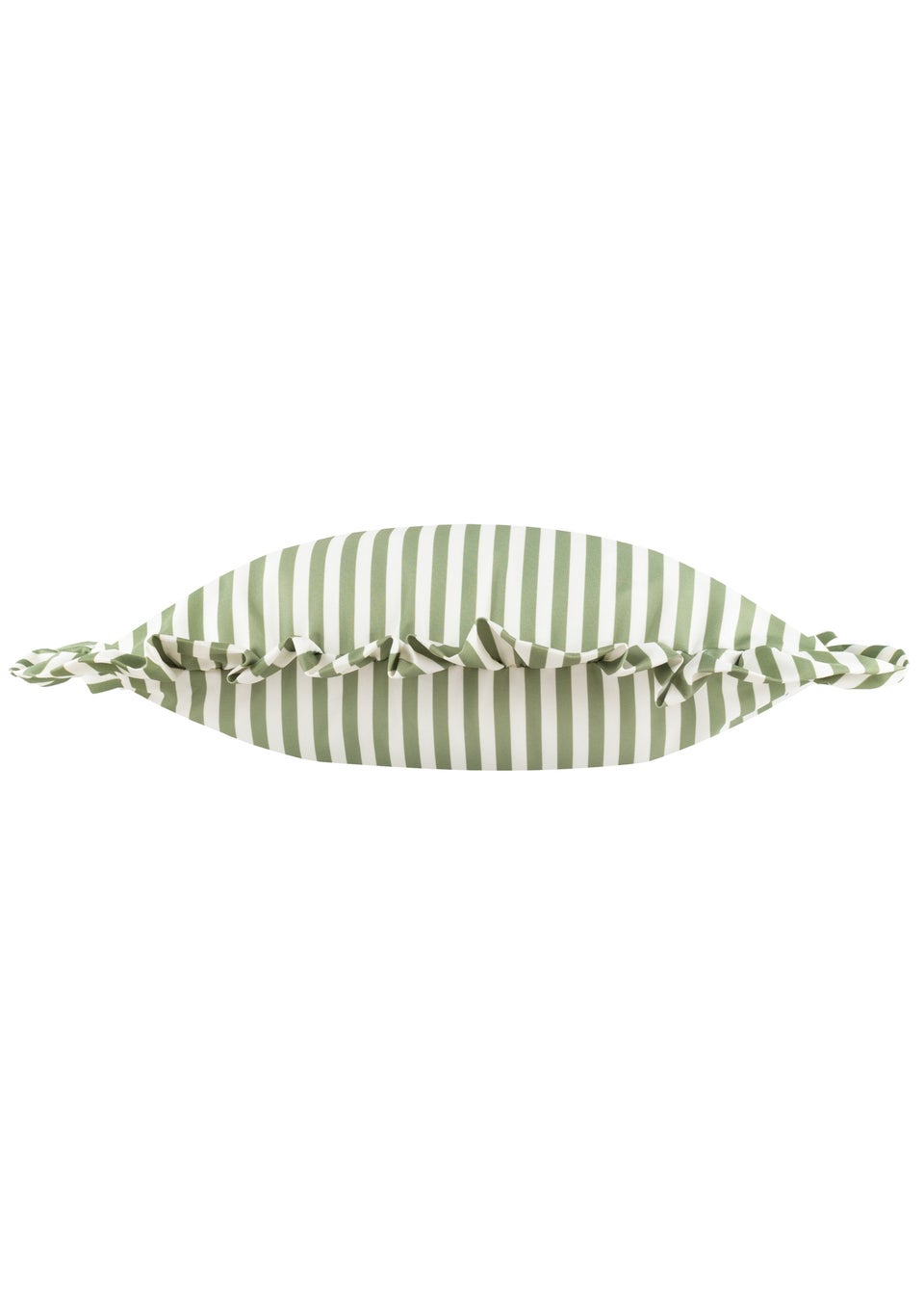 Wylder Millie Ruffle Green Striped Outdoor Cushion (50 x 50cm)