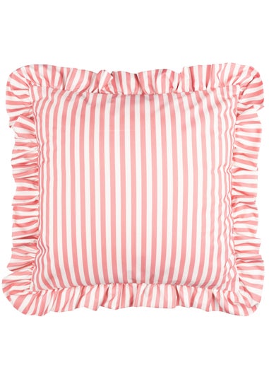 Wylder Millie Ruffle Pink Striped Outdoor Cushion (50 x 50cm)