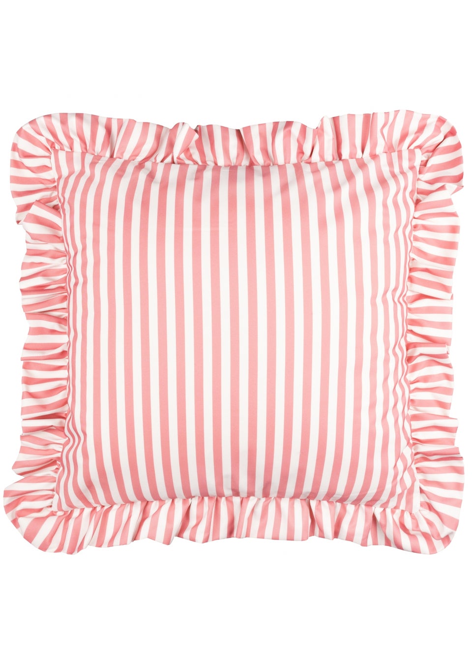 Wylder Millie Ruffle Pink Striped Outdoor Cushion (50 x 50cm)
