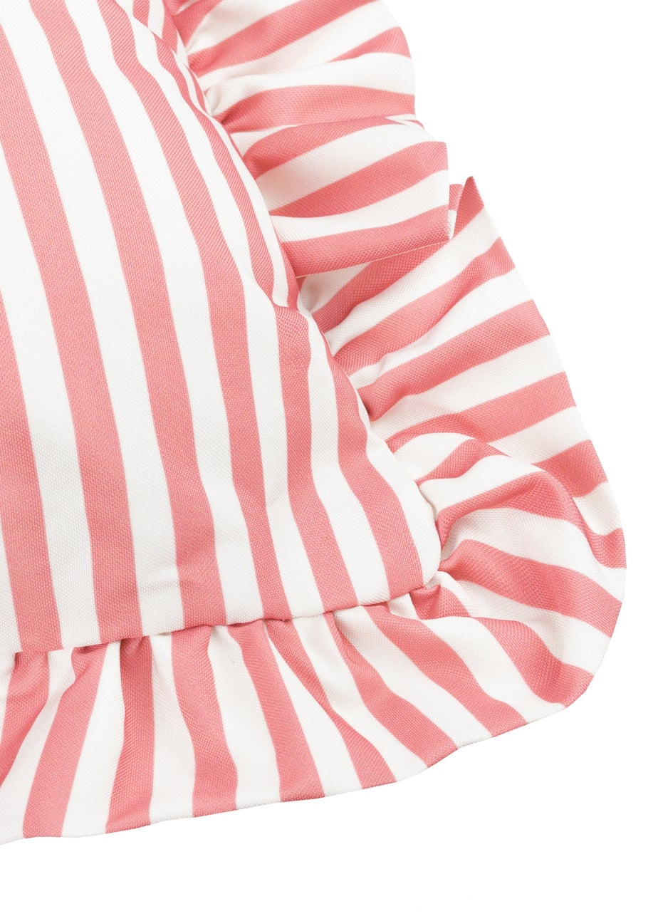 Wylder Millie Ruffle Pink Striped Outdoor Cushion (50 x 50cm)
