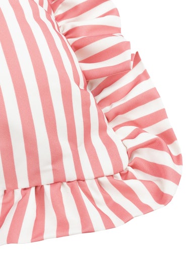 Wylder Millie Ruffle Pink Striped Outdoor Cushion (50 x 50cm)
