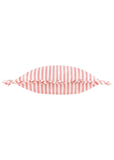 Wylder Millie Ruffle Pink Striped Outdoor Cushion (50 x 50cm)
