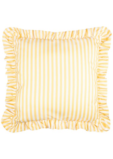 Wylder Millie Ruffle Yellow Striped Outdoor Cushion (50 x 50cm)