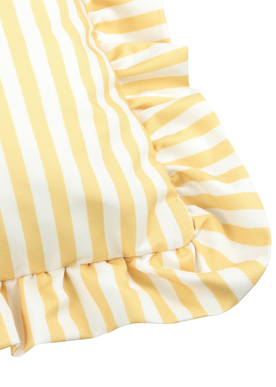 Wylder Millie Ruffle Yellow Striped Outdoor Cushion (50 x 50cm)