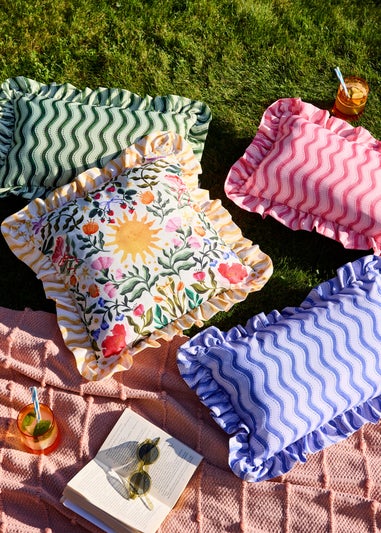 Furn Summer Solstice Wiggly Stripe Cobalt Outdoor Cushion (30 x 50cm)