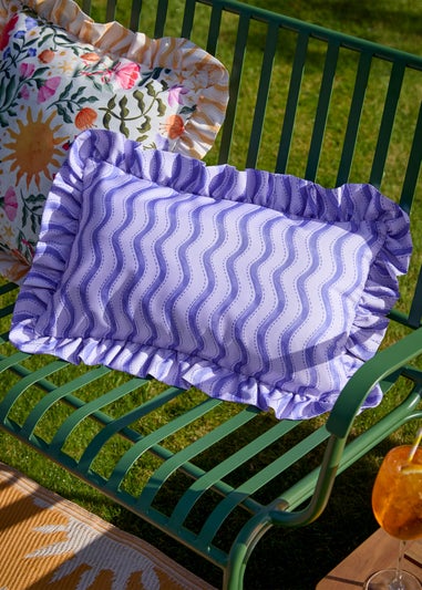 Furn Summer Solstice Wiggly Stripe Cobalt Outdoor Cushion (30 x 50cm)