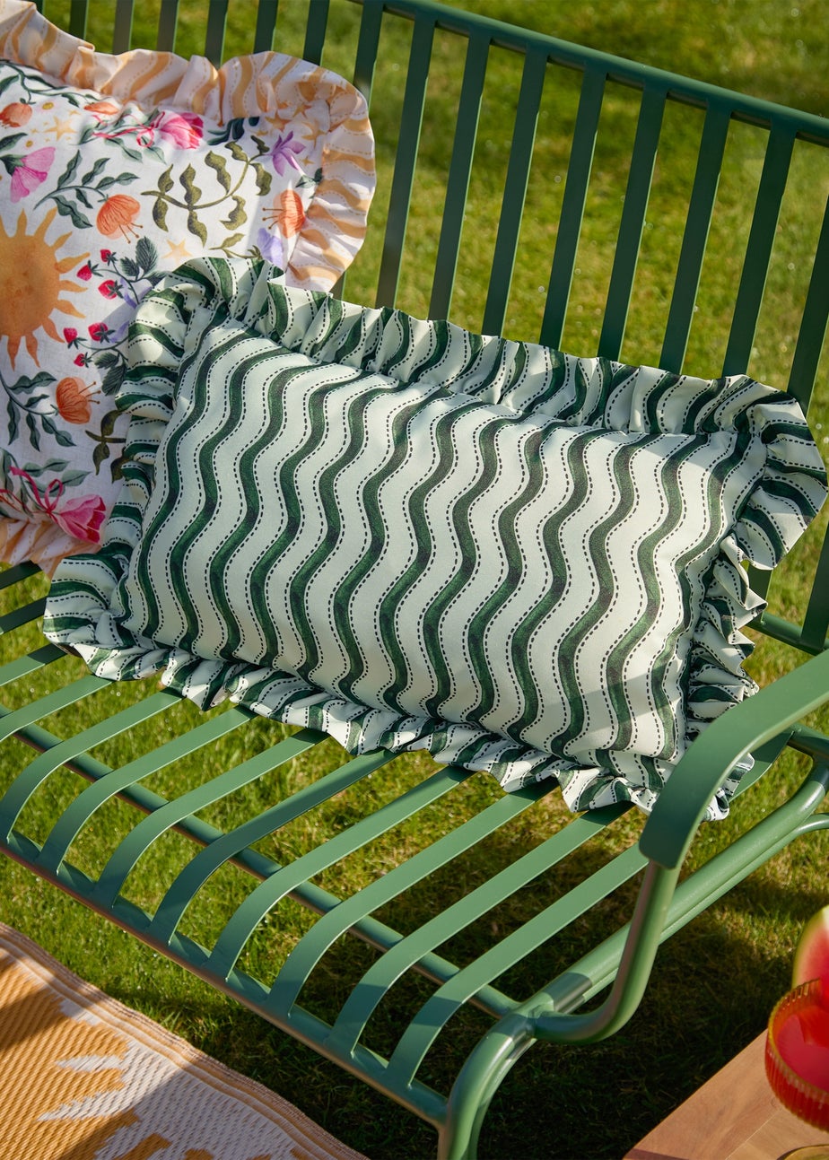 Furn Summer Solstice Wiggly Stripe Green Outdoor Cushion (30 x 50cm)