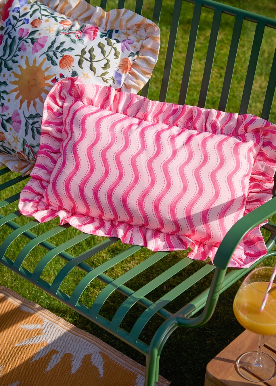 Furn Summer Solstice Wiggly Stripe Hot Pink Outdoor Cushion (30 x 50cm)