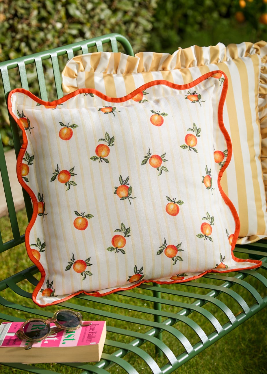 Furn Fruits Oranges Striped Outdoor Cushion (45 x 45cm)