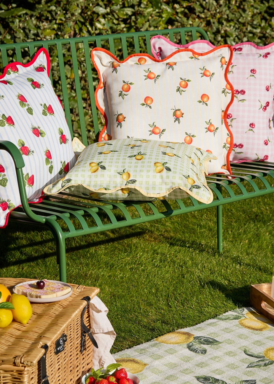 Furn Fruits Oranges Striped Outdoor Cushion (45 x 45cm)