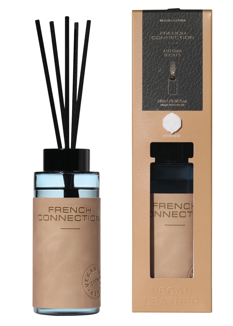 French Connection Reed Diffuser 180ml Leather Range Blue Autumn Nights (8 Reeds)