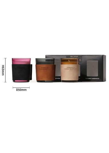 French Connection Leather Range Multi Diffuser Giftset 3 X 50ML (5 Reeds)