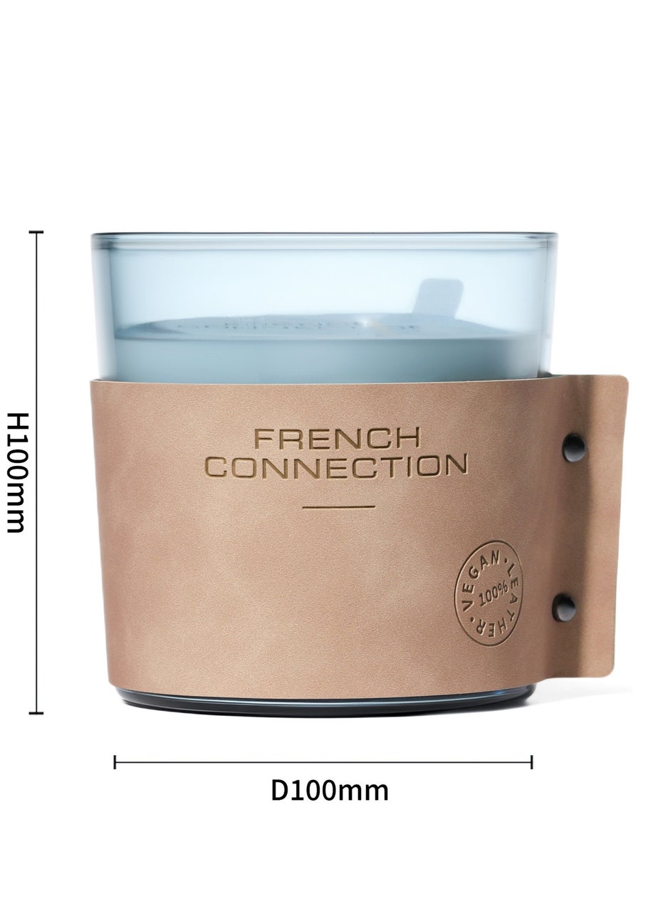 French Connection Large Scented Candle 340g Leather Range Blue Candle High Autumn Nights 1 Wick