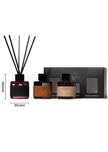 French Connection Candle Giftset Leather Range Black Rum, Sandalwood, Bergamot  3 X 54G 1 Wick