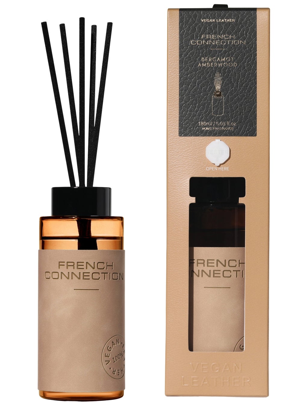 French Connection Leather Range Orange Diffuser Bergamot & Amberwood 180ML (5 Reeds)