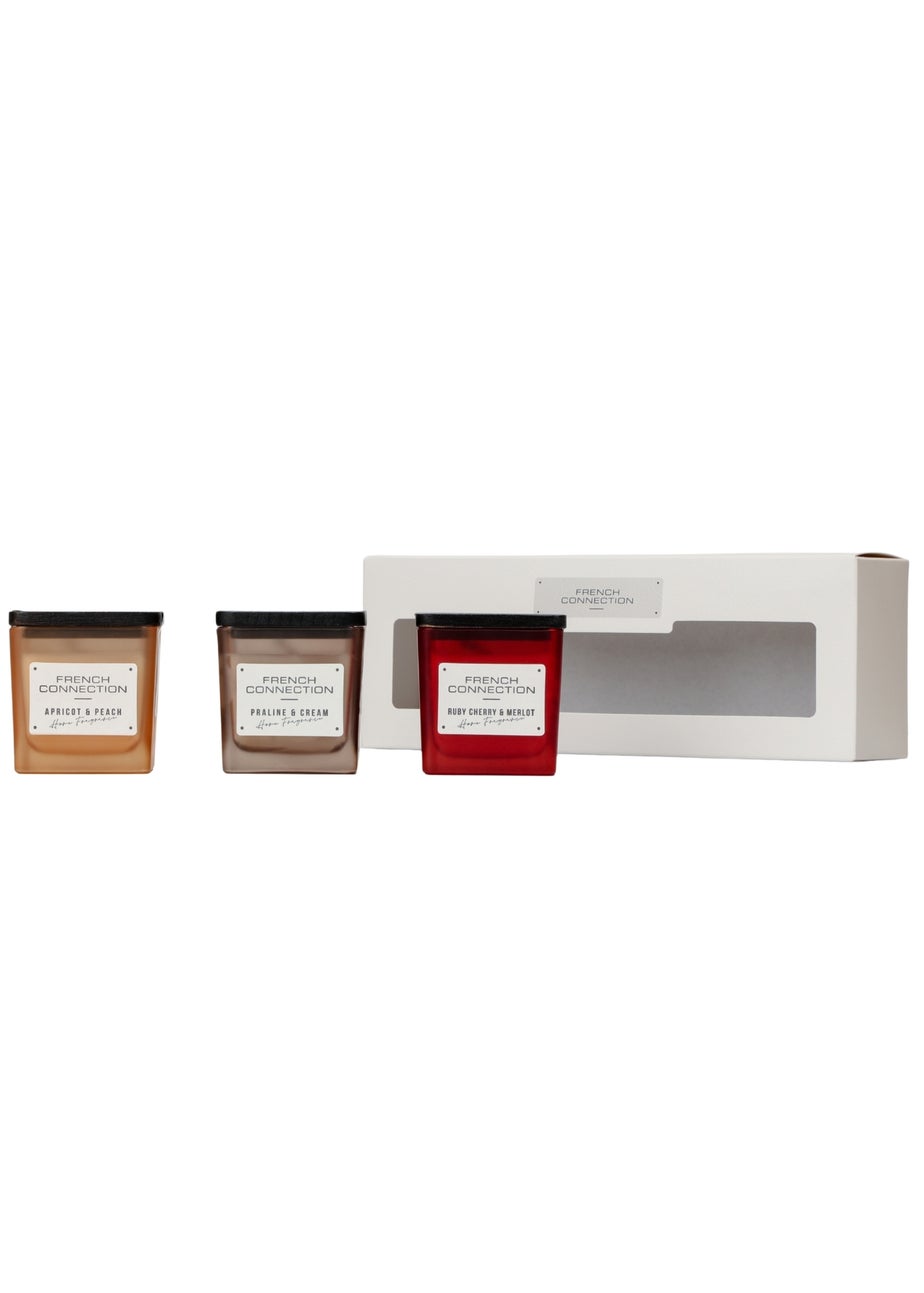French Connection Scented Candle Giftset Square Range 3 x 50G