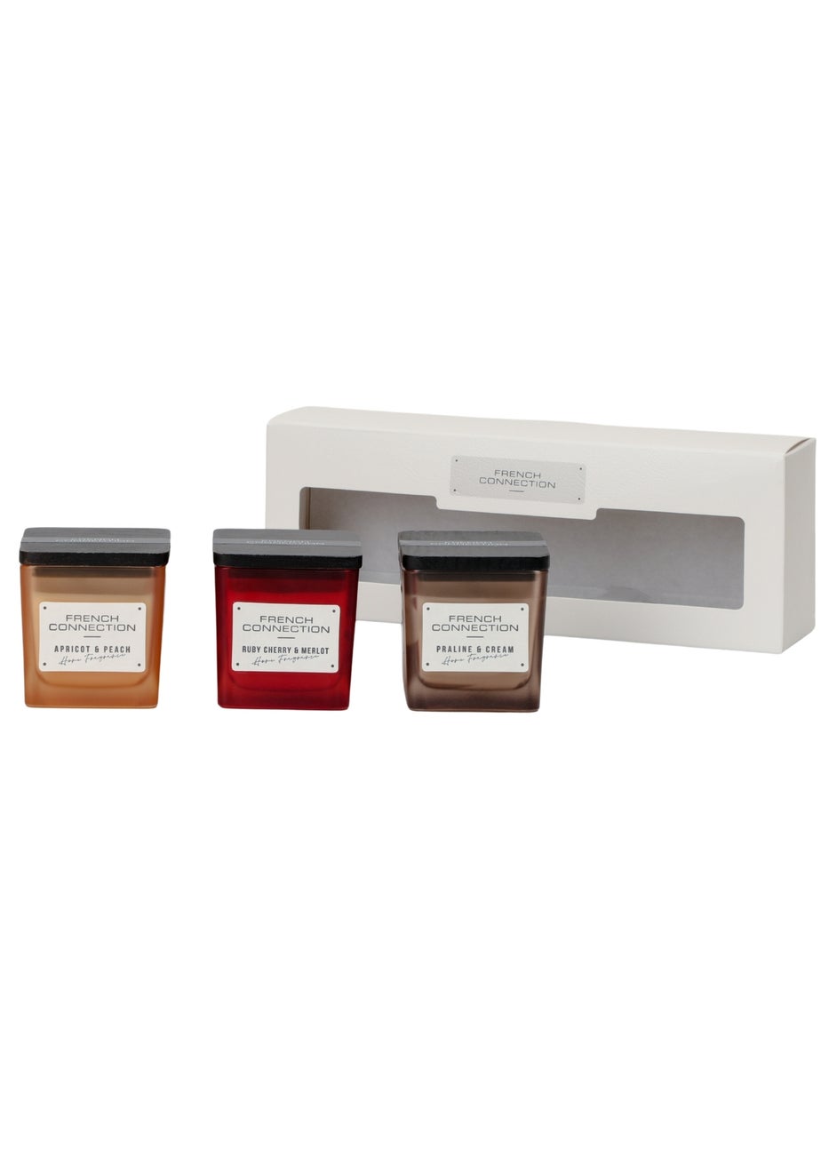 French Connection Scented Candle Giftset Square Range 3 x 50G