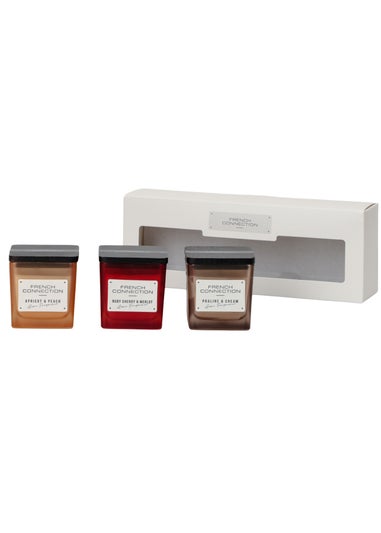 French Connection Scented Candle Giftset Square Range 3 x 50G