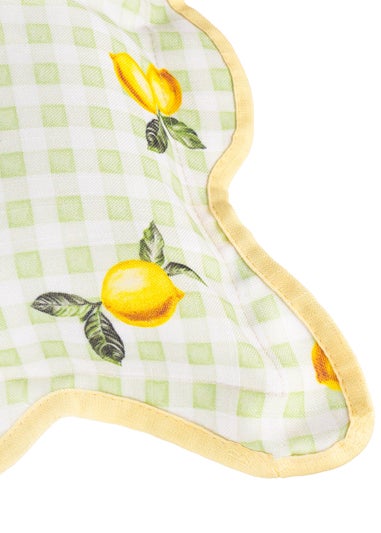 Furn Fruits Lemons Gingham Check Outdoor Cushion (45 x 45cm)
