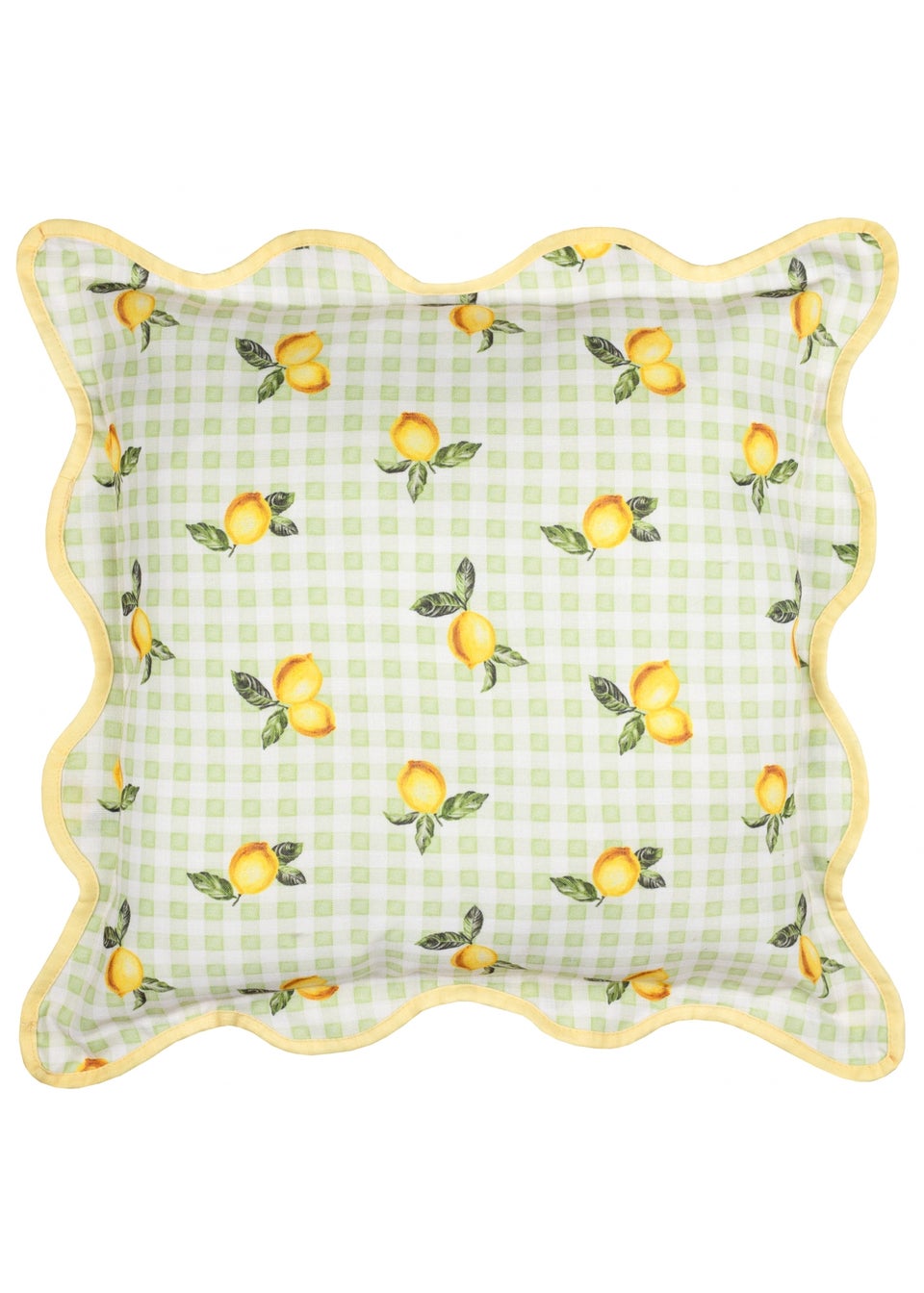 Furn Fruits Lemons Gingham Check Outdoor Cushion (45 x 45cm)