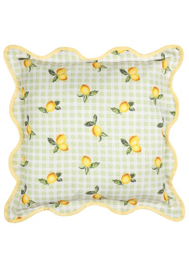 Furn Fruits Lemons Gingham Check Outdoor Cushion (45 x 45cm)