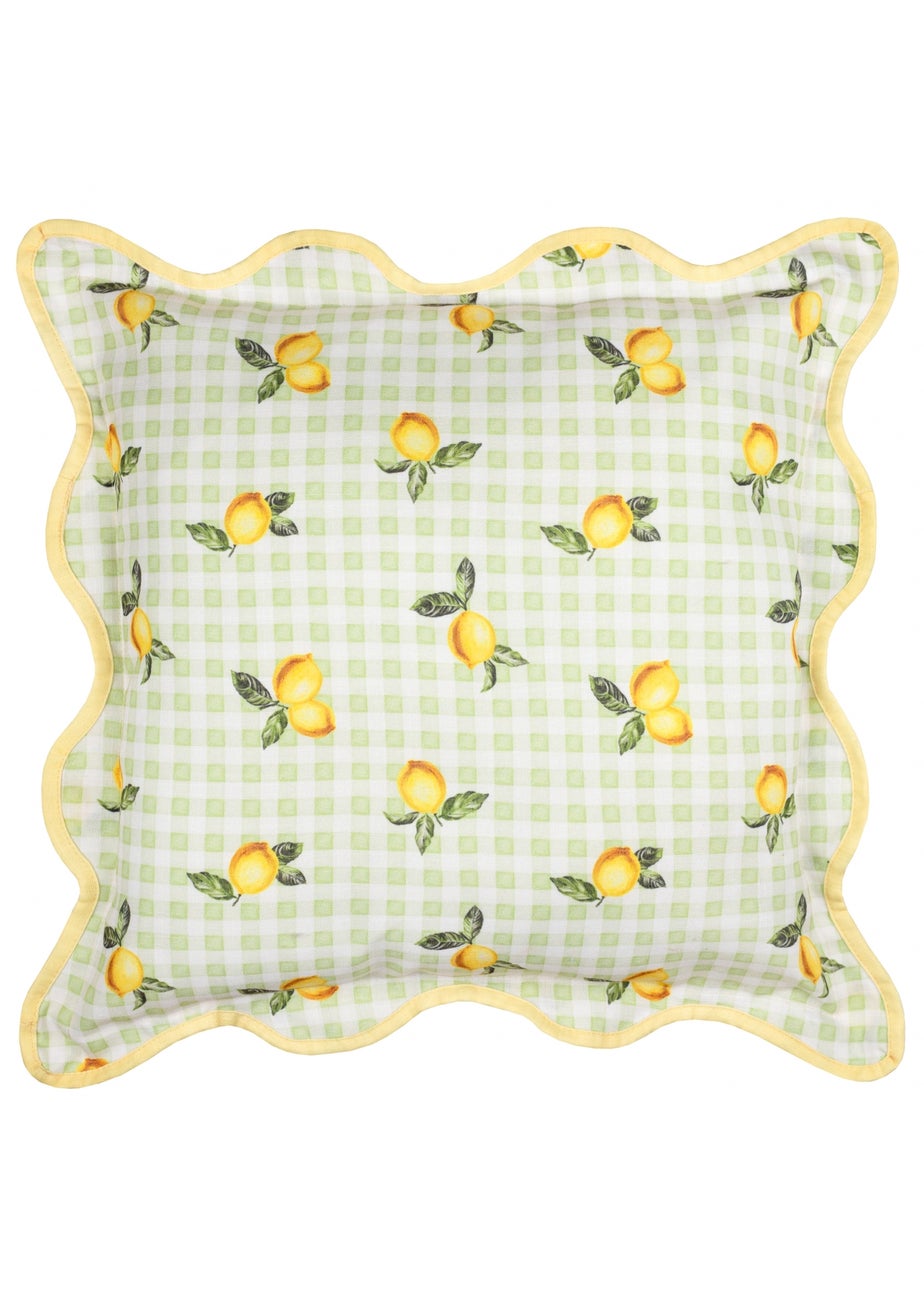 Furn Fruits Lemons Gingham Check Outdoor Cushion (45 x 45cm)