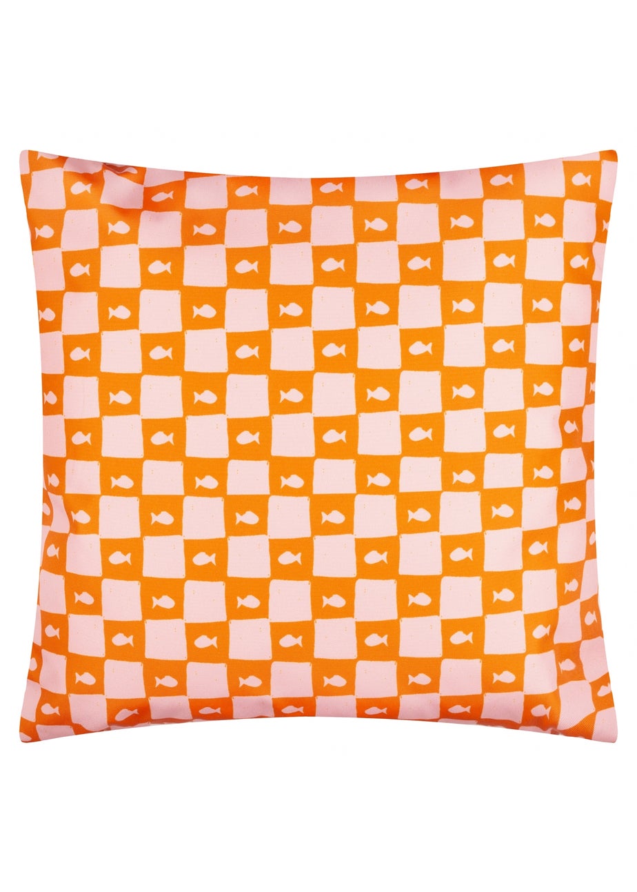 Furn Mediterranean Sardines Pink/Orange Outdoor Cushion (45 x 45cm)