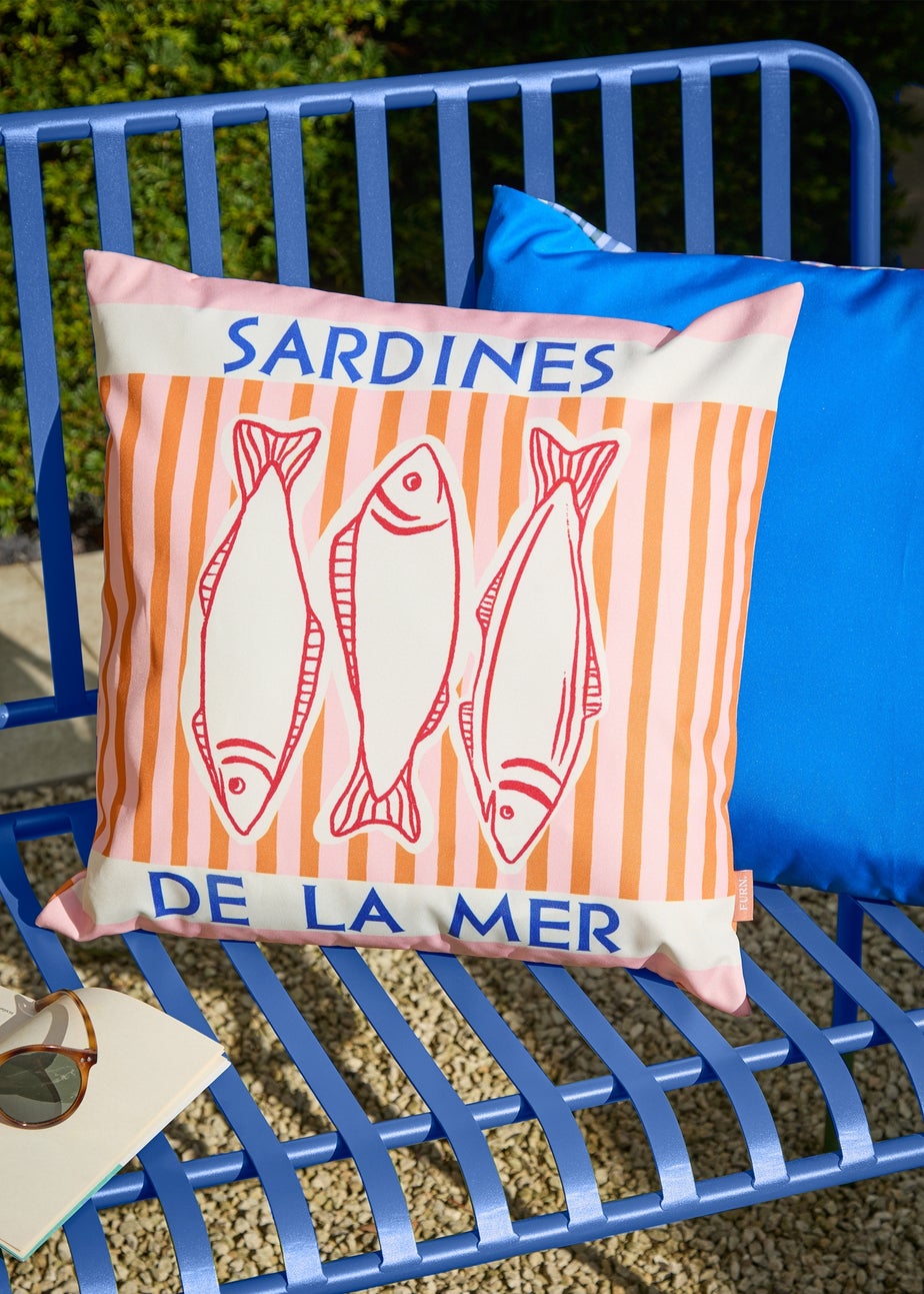 Furn Mediterranean Sardines Pink/Orange Outdoor Cushion (45 x 45cm)