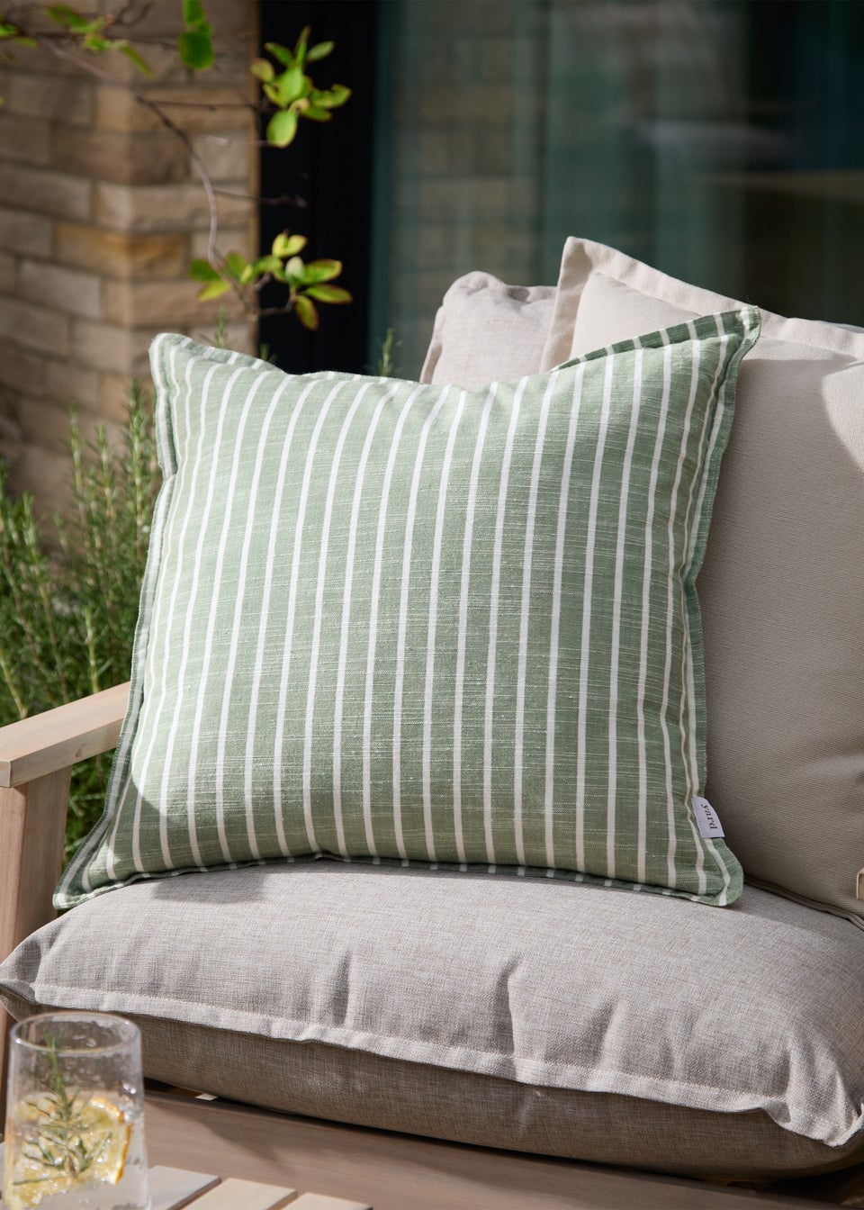 Yard Hessle Stripe Eucalyptus Outdoor Cushion (45 x 45cm)