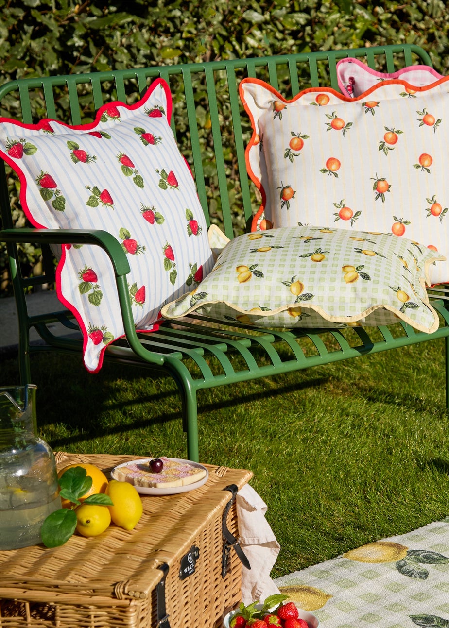 Furn Fruits Strawberries Striped Outdoor Cushion (45 x 45cm)