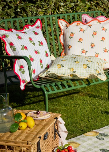 Furn Fruits Strawberries Striped Outdoor Cushion (45 x 45cm)