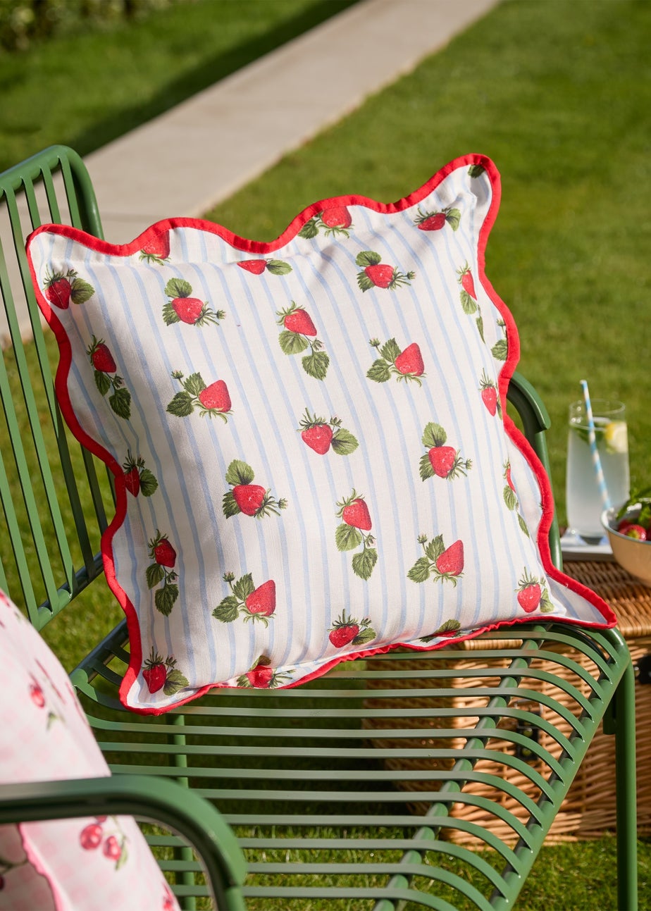 Furn Fruits Strawberries Striped Outdoor Cushion (45 x 45cm)