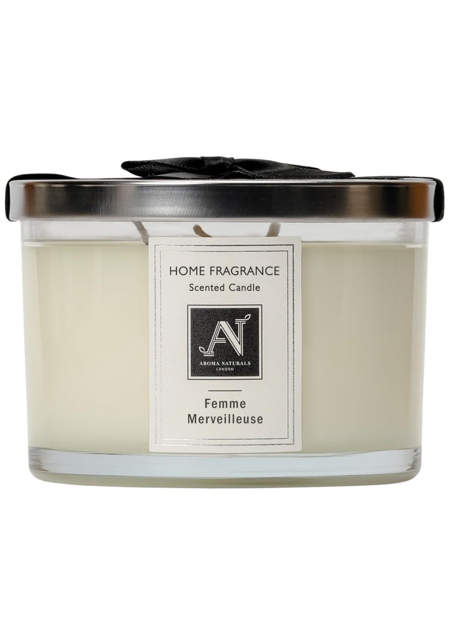 Aroma Naturals London White Minimalist Luxe  Femme Merveilleuse 3Wick Scented Candle