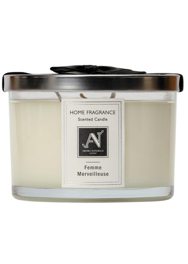 Aroma Naturals London White Minimalist Luxe Femme Merveilleuse 3Wick Scented Candle