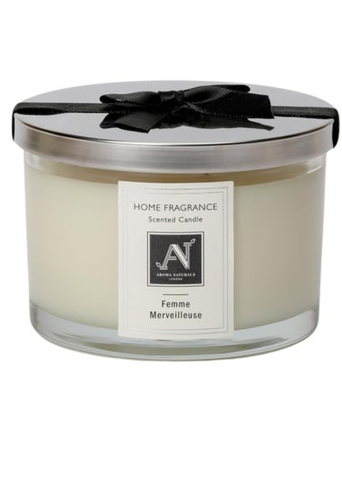 Aroma Naturals London White Minimalist Luxe Femme Merveilleuse 3Wick Scented Candle