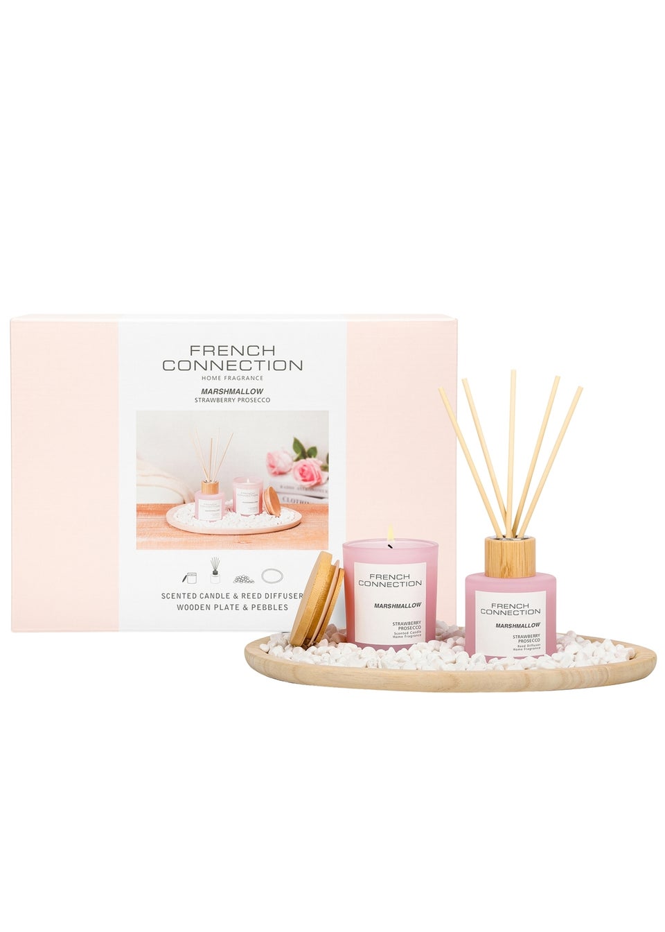 French Connection Candle & Diffuser Giftset Pastel Collection Pink Marshmallow 130G & 100ML