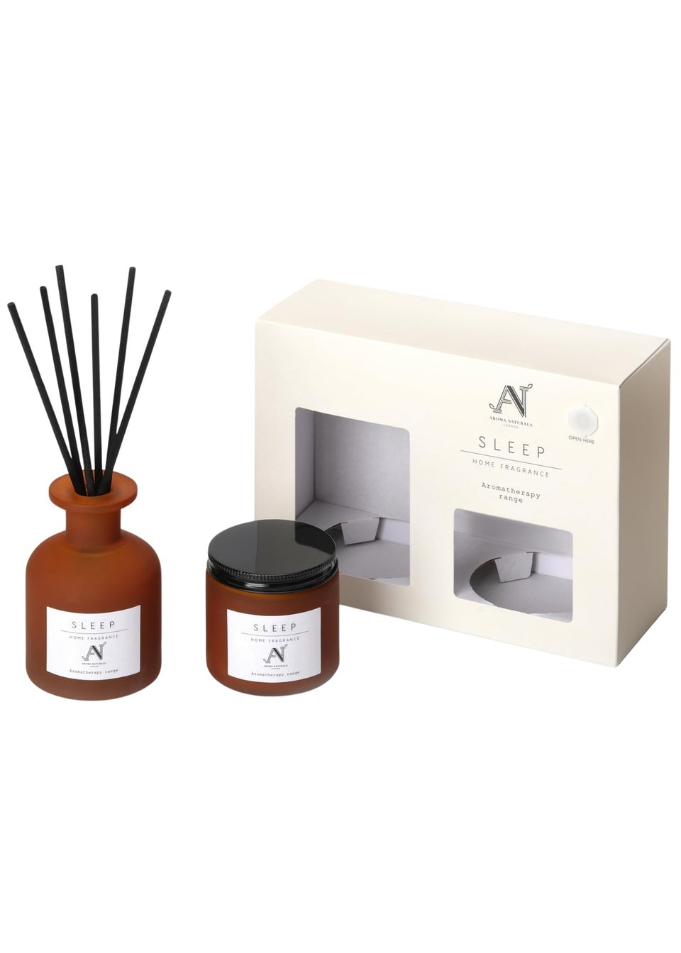 Aroma Naturals London Brown Aroma Naturals London Aromatherapy Candle & Reed Diffuser Gift Set Sleep Scent