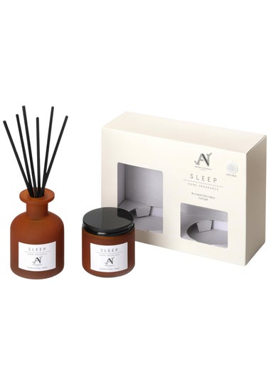Aroma Naturals London Brown Aroma Naturals London Aromatherapy Candle & Reed Diffuser Gift Set Sleep Scent