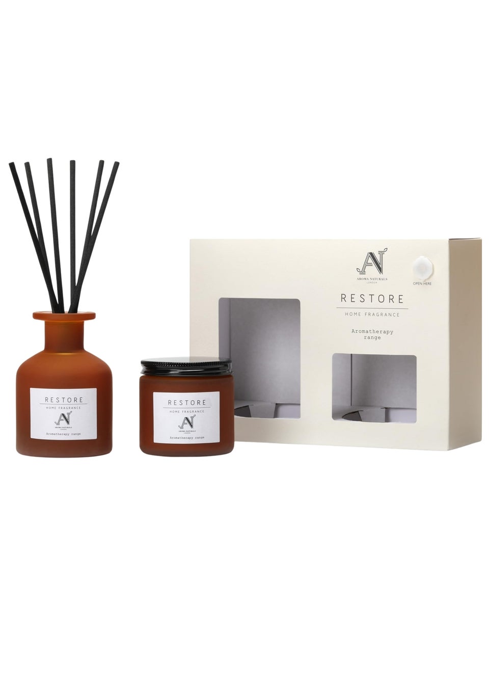 Aroma Naturals London Brown Aroma Naturals London Aromatherapy Candle & Reed Diffuser Gift Set Sleep Scent