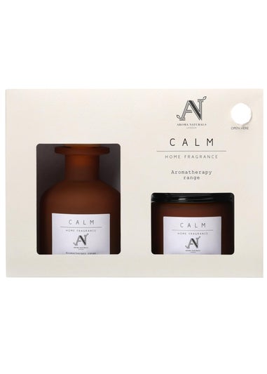 Aroma Naturals London Brown Aromatherapy Candle & Reed Diffuser Gift Set Calm Scent