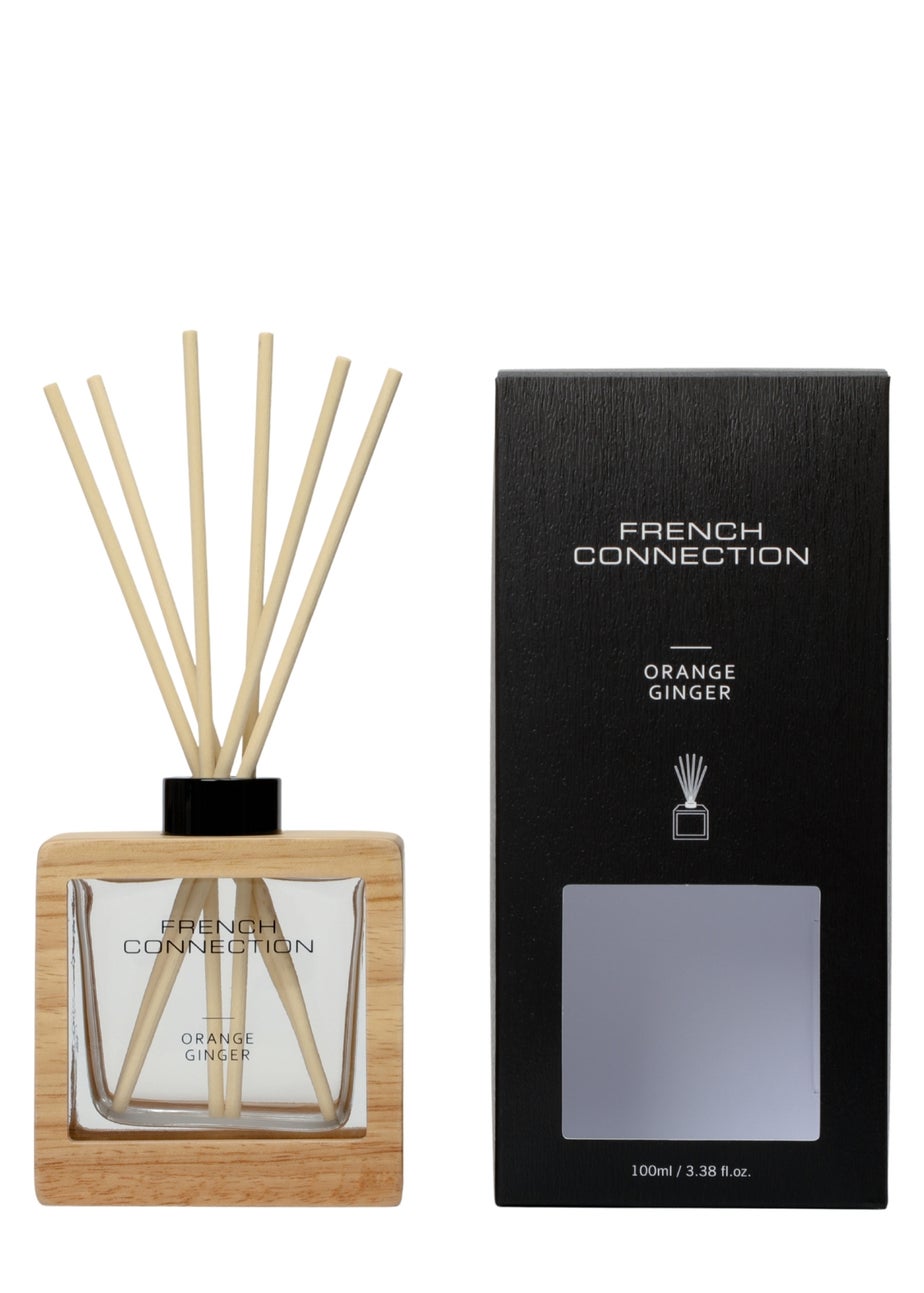 French Connection Reed Diffuser 100ML Brown French Connection Orange & Ginger Natural Wooden Surround