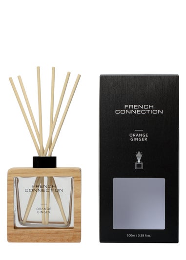 French Connection Reed Diffuser 100ML Brown French Connection Orange & Ginger Natural Wooden Surround